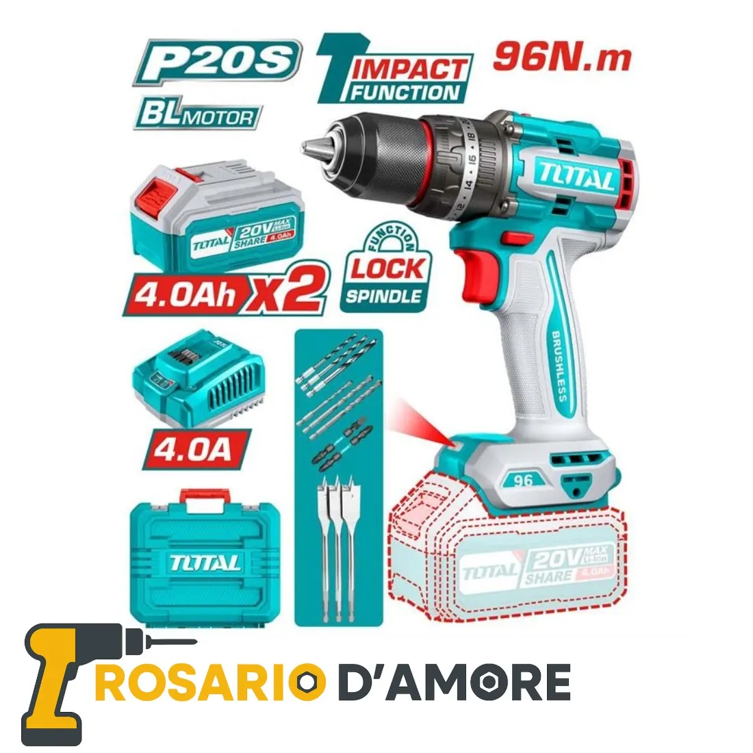 Trapano avvitatore a percussione brushless 20V