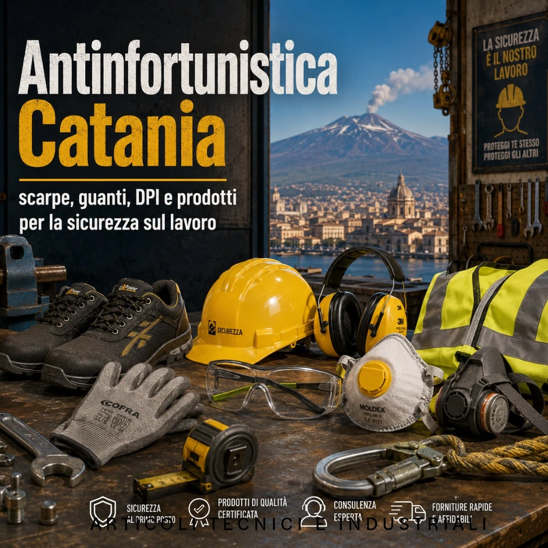 Antinfortunistica Catania: scarpe, guanti, DPI e prodotti per la sicurezza sul lavoro