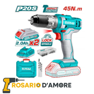 Trapano Avvitatore a Percussione 20V - 45Nm, 2 velocità, LED