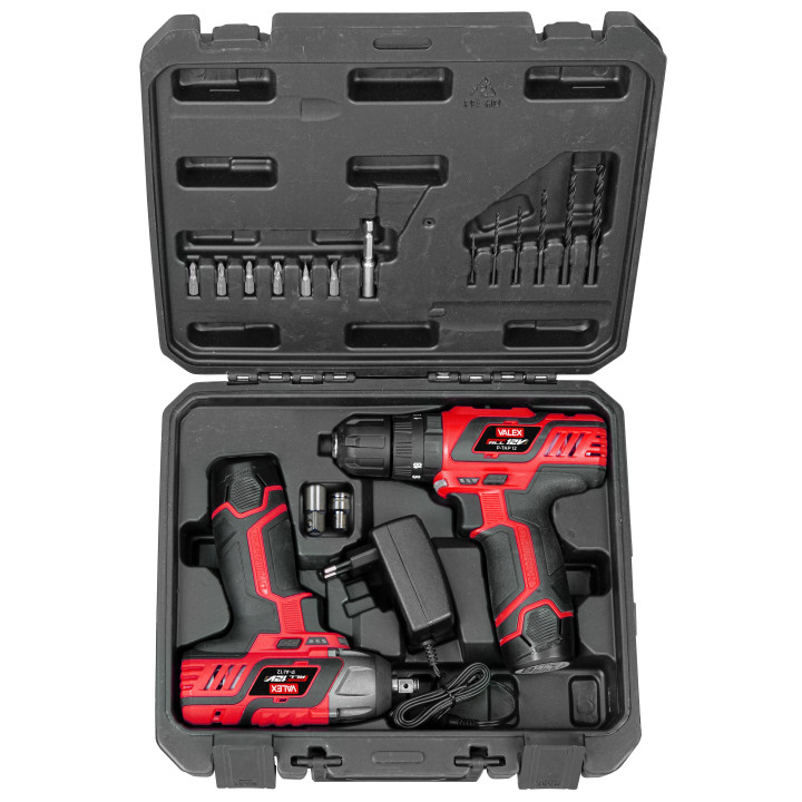 Kit trapano con percussione e avvitatore impulsi 12V - Valex - Elettroutensili Catania